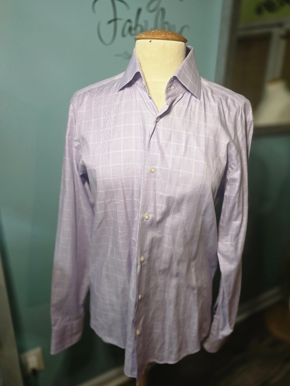 Hugo Boss Men's Lavender Windowpane Dress Shirt